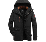 Classic Winter Jacket Men's Windbreak Warm Padded Hooded Overcoat