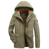 Classic Winter Jacket Men's Windbreak Warm Padded Hooded Overcoat