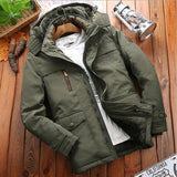 Classic Winter Jacket Men's Windbreak Warm Padded Hooded Overcoat