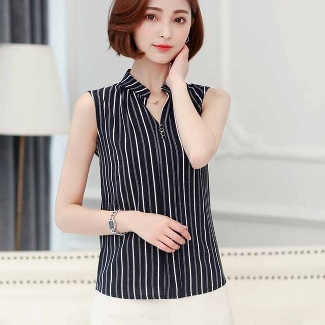 Summer Shirt Women Blouse And Shirt Sleeveless