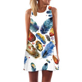 New Arrival Rose Print Sleeveless Summer Dress