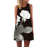 New Arrival Rose Print Sleeveless Summer Dress