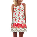 New Arrival Rose Print Sleeveless Summer Dress