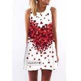 New Arrival Rose Print Sleeveless Summer Dress