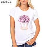 Summer Tops Women Flower Perfume t shirt