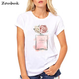 Summer Tops Women Flower Perfume t shirt