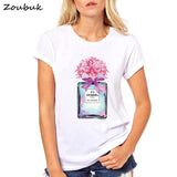 Summer Tops Women Flower Perfume t shirt