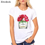 Summer Tops Women Flower Perfume t shirt