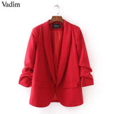 Vadim women elegant  blazer crimping