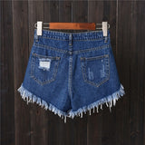 Womens Sexy High Waist Tassel Ripped Jeans Shorts
