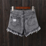Womens Sexy High Waist Tassel Ripped Jeans Shorts