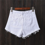 Womens Sexy High Waist Tassel Ripped Jeans Shorts