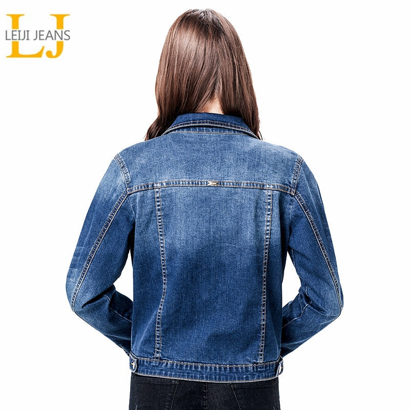 Women long basical jeans jacket