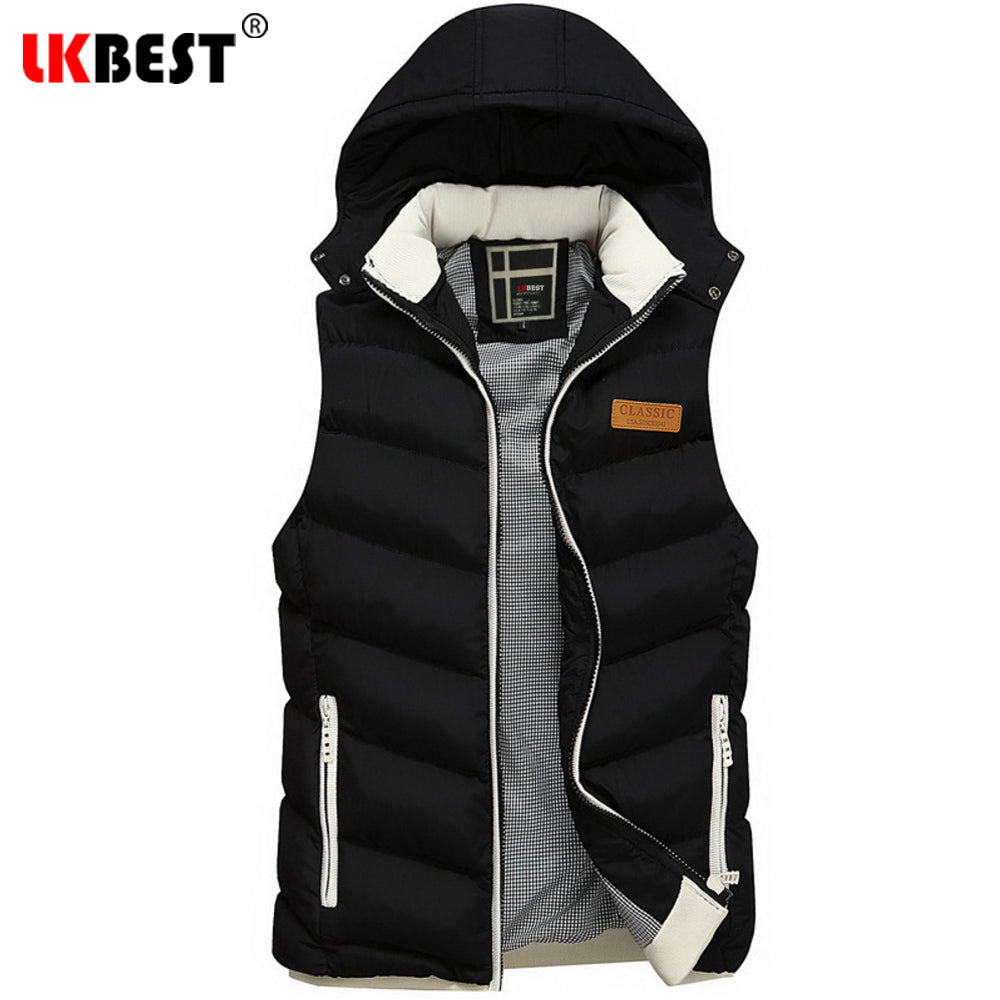 Mens Winter Quilted Gilet Vest Sleeveless Hooded Padded Jacket Coat Body Warmer