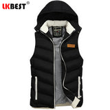 Mens Winter Quilted Gilet Vest Sleeveless Hooded Padded Jacket Coat Body Warmer