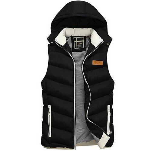 Mens Winter Quilted Gilet Vest Sleeveless Hooded Padded Jacket Coat Body Warmer