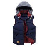 Mens Winter Quilted Gilet Vest Sleeveless Hooded Padded Jacket Coat Body Warmer