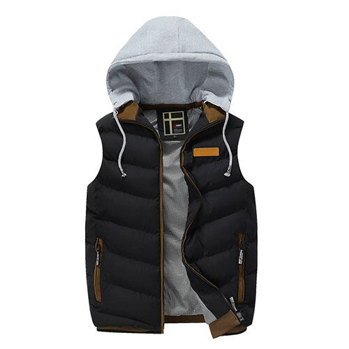Mens Winter Quilted Gilet Vest Sleeveless Hooded Padded Jacket Coat Body Warmer