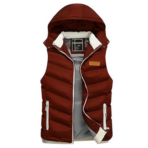Mens Winter Quilted Gilet Vest Sleeveless Hooded Padded Jacket Coat Body Warmer
