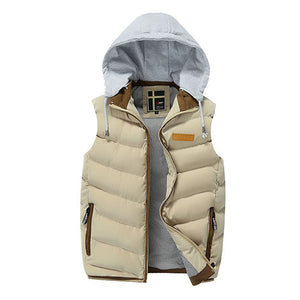 Mens Winter Quilted Gilet Vest Sleeveless Hooded Padded Jacket Coat Body Warmer