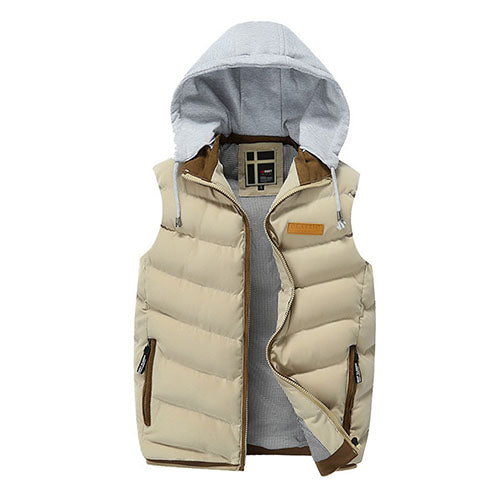 Mens Winter Quilted Gilet Vest Sleeveless Hooded Padded Jacket Coat Body Warmer