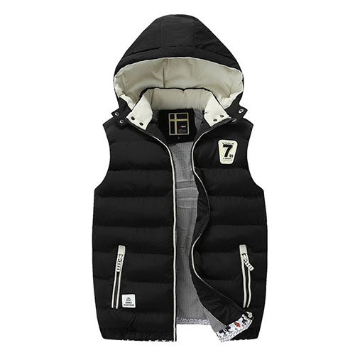 Mens Winter Quilted Gilet Vest Sleeveless Hooded Padded Jacket Coat Body Warmer