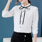 Shirt Long Sleeve Shirts Korean Ruffles Women