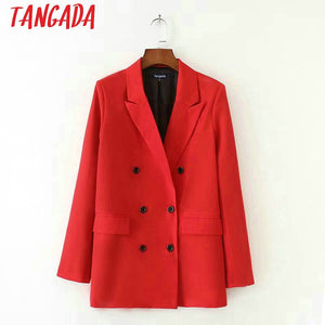 Women Red Suit Jacket Formal Blazer
