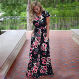 Women Long Maxi Dress Summer Floral Print Beach Dress