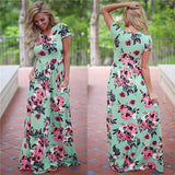 Women Long Maxi Dress Summer Floral Print Beach Dress