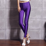Women Solid Color Fluorescent Shiny Pant Leggings