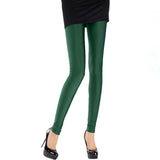 Women Solid Color Fluorescent Shiny Pant Leggings