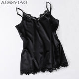 Summer Silk Tank Top Women Sexy V