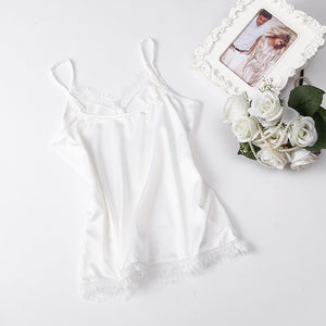 Summer Silk Tank Top Women Sexy V