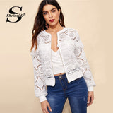 White Elegant Hollowed Out Lace Jacket