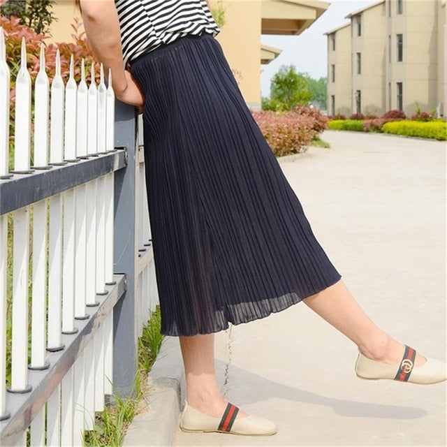 Spring Long Pleated skirts womens Summer