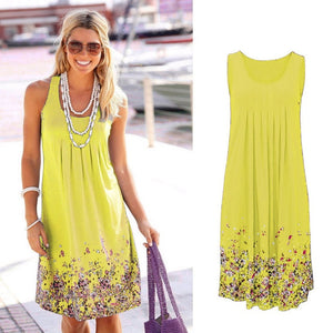 Sleeveless Floral Print Loose Dress