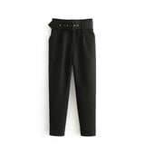 Tangada black suit pants woman high waist pants