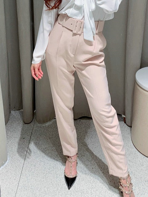 Tangada black suit pants woman high waist pants