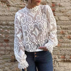 Women Oversize Lace Blouse Shirt