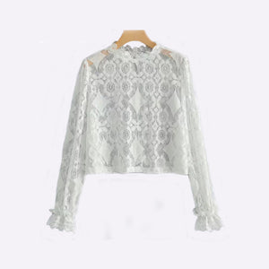 Women Oversize Lace Blouse Shirt