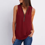 Spring Summer Chiffon Blouse Top V Collar