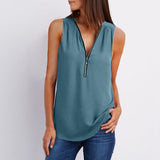 Spring Summer Chiffon Blouse Top V Collar