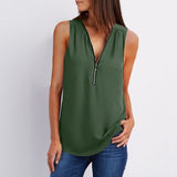 Spring Summer Chiffon Blouse Top V Collar