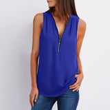 Spring Summer Chiffon Blouse Top V Collar