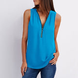 Spring Summer Chiffon Blouse Top V Collar